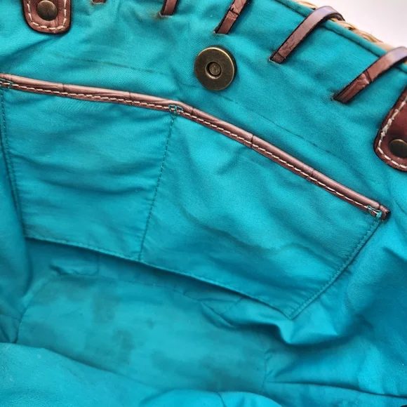 Boho Summer Woven Straw Bag Gem Stones Embellished Beach - Picture 10 of 17